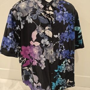 Robert Graham Black and Blue Floral Shirt